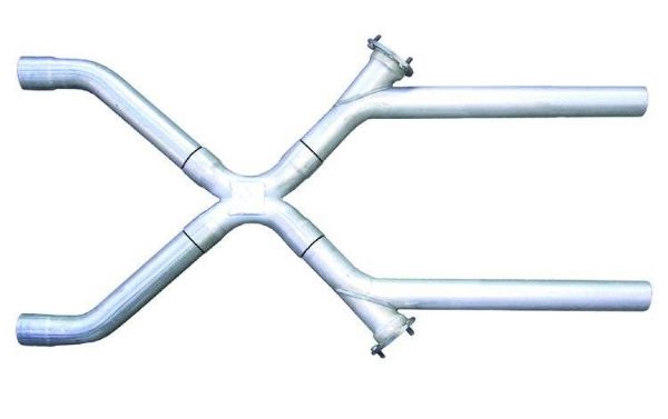 Picture of Exhaust X-Pipe Kit Intermediate Pipe 2.5 in Crossover 3 in Collector Flange At Each Of The Cutouts Hardware Incl Natural 409 Stainless Steel Pypes Exhaust