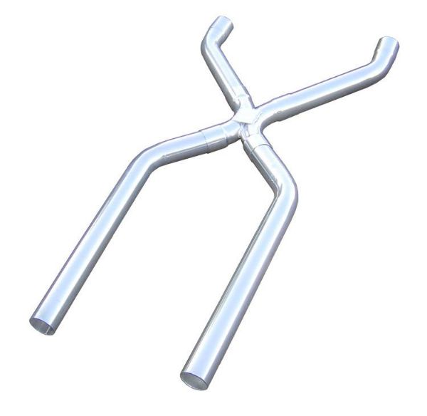 Picture of Exhaust X-Pipe Kit Intermediate Pipe 3 in Crossover Hardware Incl Polished 304 Stainless Steel Pypes Exhaust