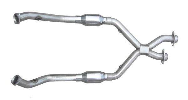 Picture of Exhaust X-Pipe Kit Intermediate Pipe 2.5 in w/Cats Hardware Incl Natural 304 Stainless Steel Pypes Exhaust