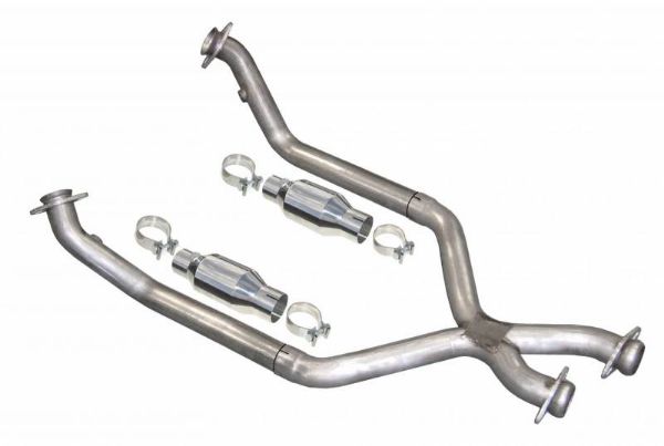 Picture of Exhaust X-Pipe Kit Intermediate Pipe 96-98 Mustang 2.5 in w/Cats Hardware Incl Natural 304 Stainless Steel Pypes Exhaust