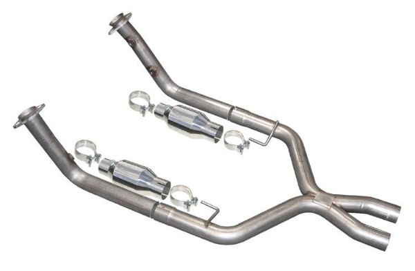 Picture of Exhaust X-Pipe Kit Intermediate Pipe 2.5 in w/Metallic Cats Hardware Incl Natural 304 Stainless Steel Pypes Exhaust