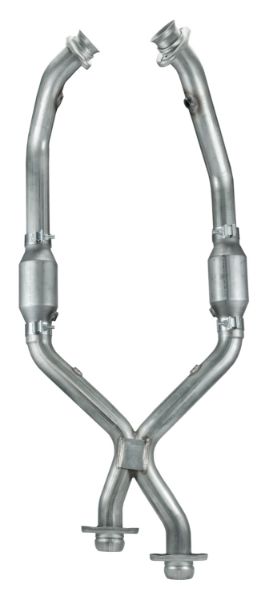 Picture of Mustang Exhaust X-Pipe Kit Intermediate Pipe For 88-04 Mustang V6 2.5 in w/Cats Hardware Incl Natural 304 Stainless Steel Pypes Exhaust
