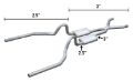 Picture of 71-73 Mustang Crossmember Back Hybrid Exhaust System Violator Muffler 3 To 2.5 Inch W/ X Pipe Pypes Exhaust
