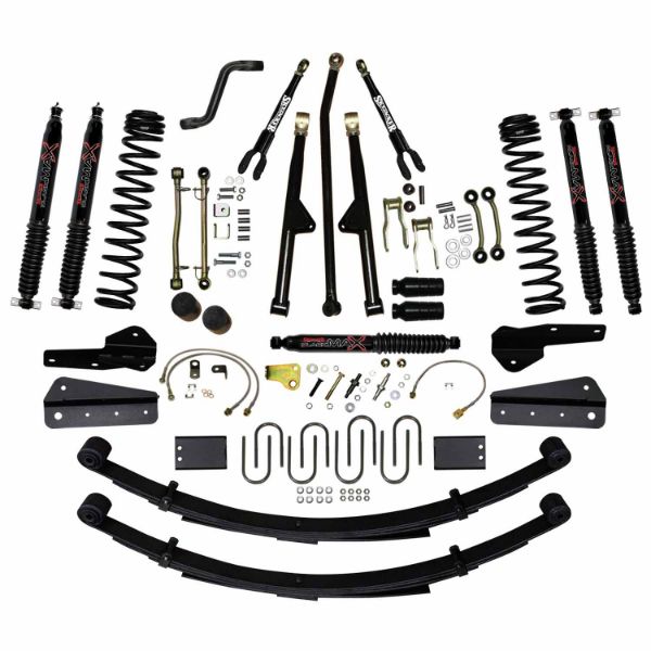 Picture of 8 In Lift Sys 84-01 Cherokee XJ W/Front DR/LT Coil Springs Pitman Arm Bump Stop Spacers Lower and Upper Adjust Control Arms Sway Bar End Links Adjust Track Bar Brakelines Shackles U-bolts Rear Leaf Springs Black Max Shocks Skyjacker