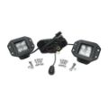 Picture of 3.0 Inch Square Flush Mount Cree Flood Beam LED Lights Pair Chrome Series W/Harness 79903 Southern Truck Lifts