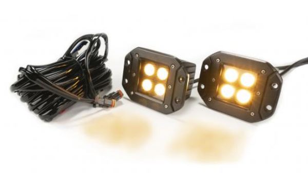 Picture of 2.0 Inch Square Flush Mount Cree LED Lights Pair Black Series White/Amber W/Harness 79903 Southern Truck Lifts