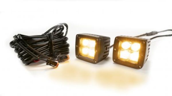 Picture of 2.0 Inch Square Cube Cree LED Lights Pair Chrome Series White/Amber W/Harness 79903 Southern Truck Lifts