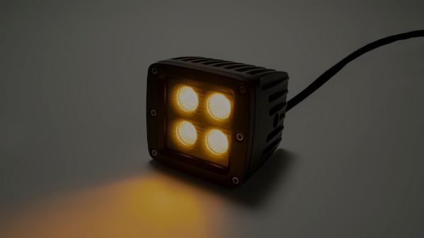Picture of 2.0 Inch Square Cree LED Flood Cube Light Single Unit Black Series Amber/White Includes Hardware, Harness Sold Separately Southern Truck Lifts