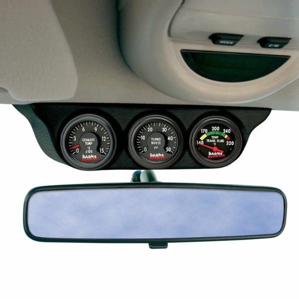 Picture of Overhead Console Pod 3 Gauges 2003-2007 Dodge Ram 1999-2007 Ford Super Duty Black Banks Power