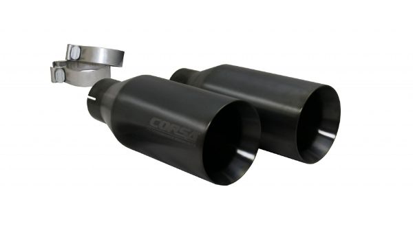 Picture of Two Single 5 Inch Matte Black Pro-Series Tips Clamps Included Stainless Steel Corsa Performance