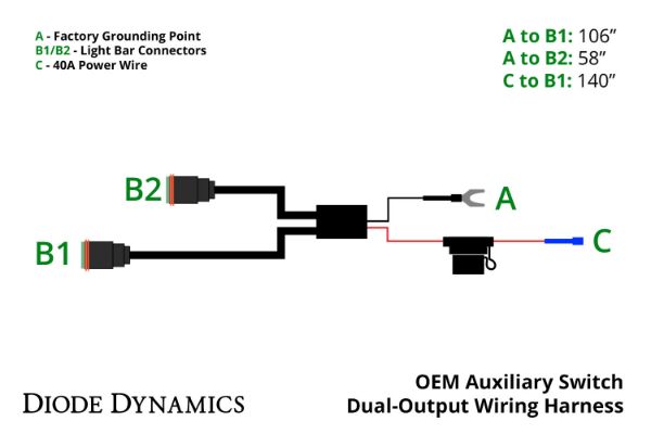 Picture of OEM Auxiliary Switch Dual-Output Wiring Harness Diode Dynamics