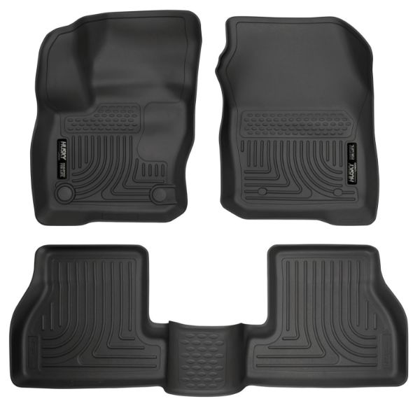 Picture of Front & 2nd Seat Floor Liners 2016 Ford Focus Black Weatherbeater Series Husky Liners