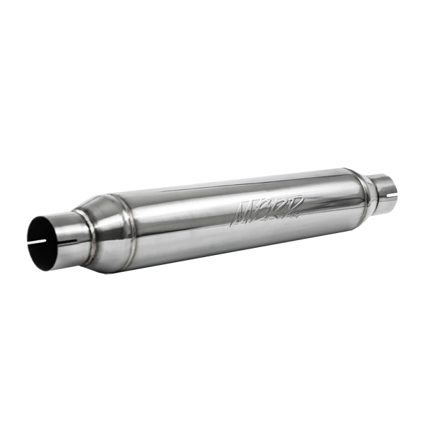 Picture of Exhaust Resonator 2.5 Inch Inlet/Outlet 22 Inch Body 26 Inch Overall T304 Stainless Steel MBRP