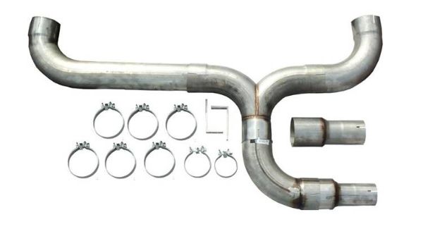 Picture of Diesel Dual Stack Kit 5 in Dual Exit Natural Finish Hardware Incl 409 Stainless Steel Pypes Exhaust