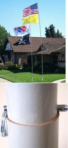 Picture of 22 Foot Flag Pole Ground Mount Pyramid LED Whips