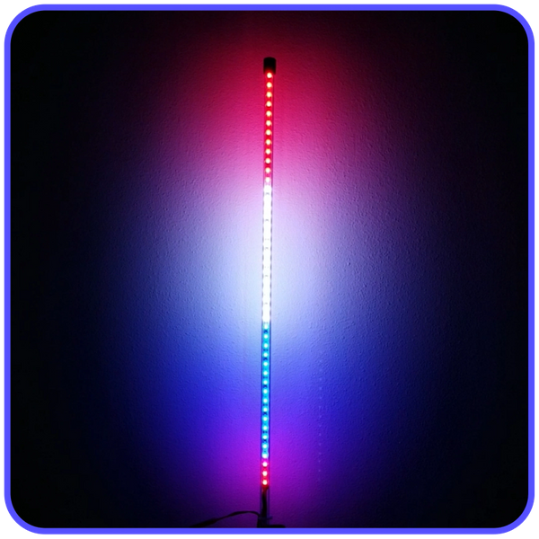 Picture of LED Light Whip 3 Foot Red White And Blue Patriot Series Pyramid LED Whips