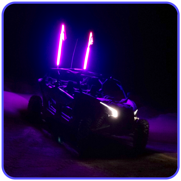 Picture of LED Light Whip 4 Foot Purple W/Included Quick Disconnect Pyramid LED Whips
