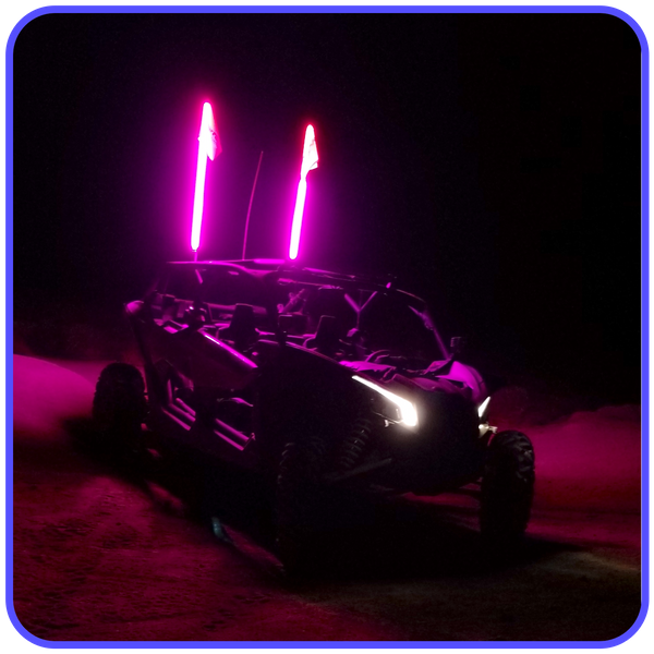 Picture of LED Light Whip 4 Foot Pink W/Included Quick Disconnect Pyramid LED Whips