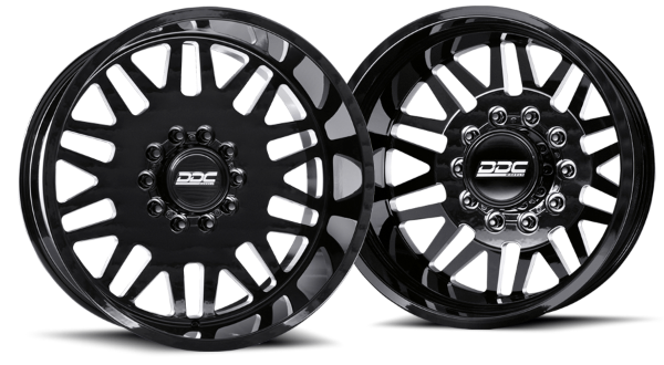 Picture of Dually Wheels Aftermath Black/Mill 22x8.25 10x225 SS Fronts 05-10 Ford F-450/F-550 15-23 Dodge Ram 4500/5500 DDC Wheels