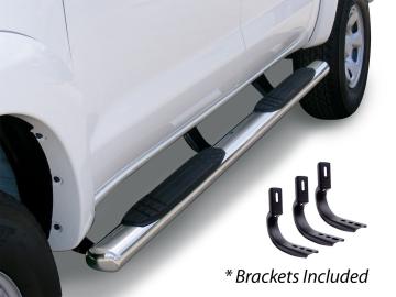 4 Inch OE Xtreme SideSteps With Mounting Bracket Kit Polished Stainless Steel 2015-2018 Silverado/Sierra 2500 HD/3500 HD Go Rhino