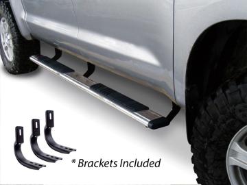 5 Inch OE Xtreme Low Profile SideSteps With Mounting Bracket Kit Polished Stainless Steel 1999-2016 Ford F-250/F-350 Crew Cab Go Rhino