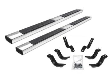 6 Inch OE Xtreme II SideSteps With Mounting Bracket Kit Polished Stainless Steel 2007-2018 Silverado/Sierra 1500 2015-2018 Silverado/Sierra 2500 HD/3500 HD Go Rhino