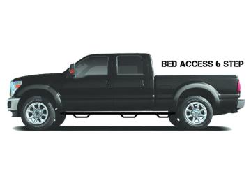 Nerf Step Bar Wheel-to-Wheel with Bed Access (3 Steps per Side) 2015-2019 Chevy Silverado/GMC Sierra 6 Foot 6 Inch Bed Crew Cab with Single Rear Wheels Gloss Black NFab