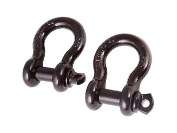 D-Ring Shackle Kit 7/8 Inch Black Steel Pair Rugged Ridge